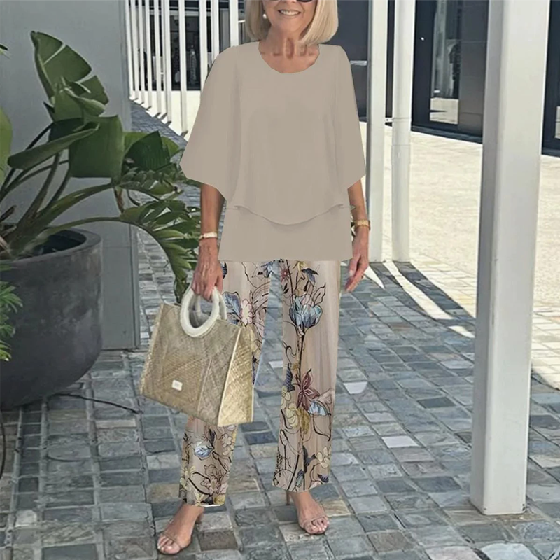Benita - Luchtige damesbroek met botanische print