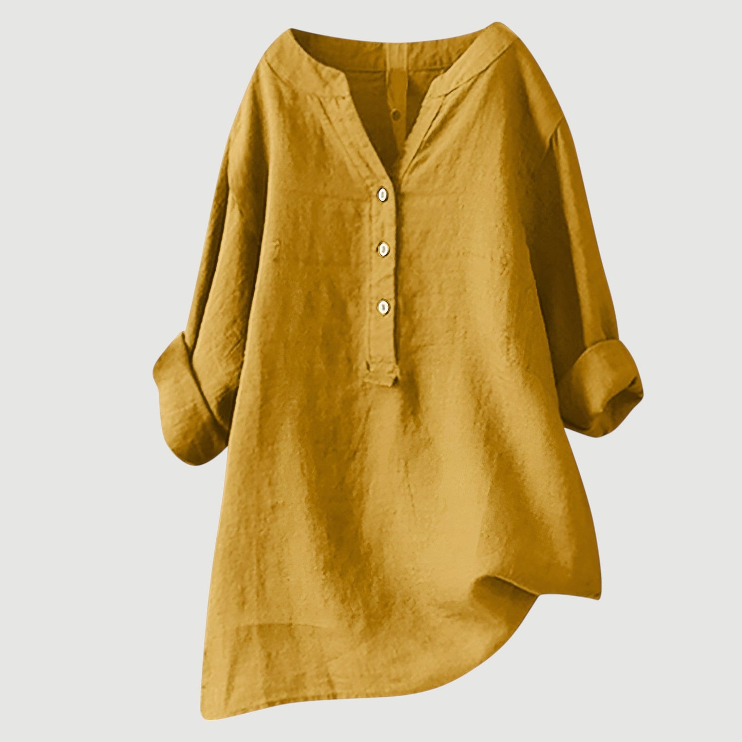 Olimpia - Oversized dames blouse met knopen en asymmetrische zoom