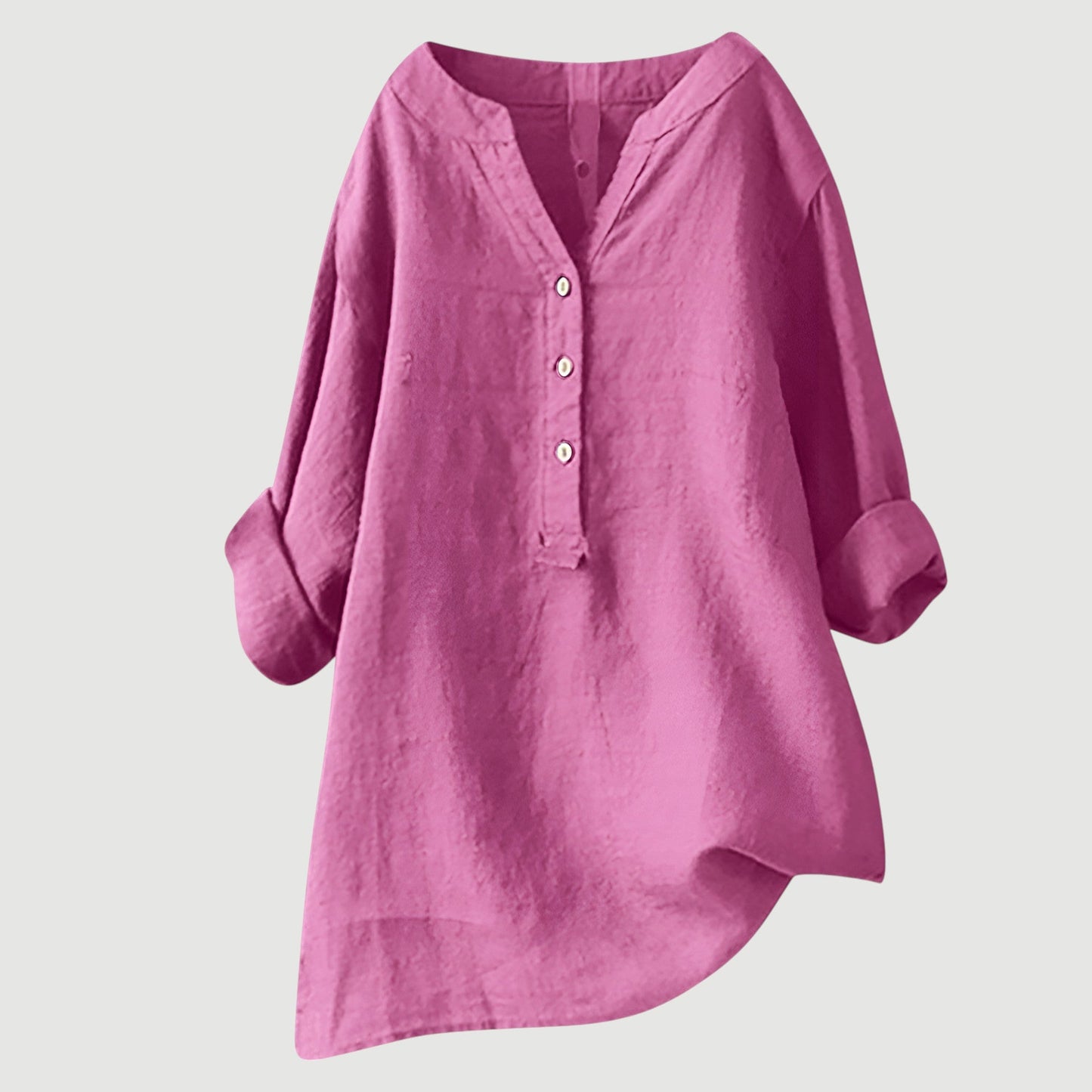 Olimpia - Oversized dames blouse met knopen en asymmetrische zoom