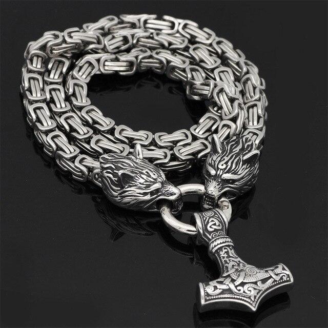 Ketting of armband met dubbele wolfskop en hamerhanger in verstelbare lengtes