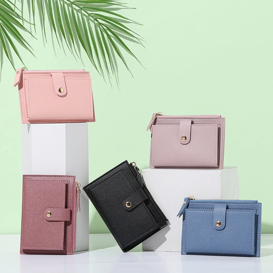 Minimalistische compacte leren mini portemonnee