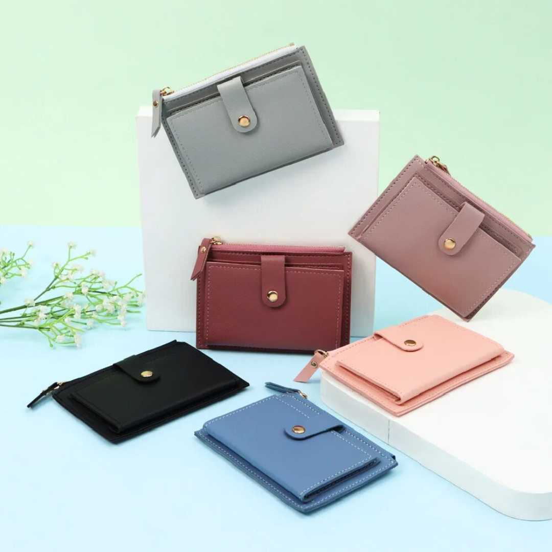 Minimalistische compacte leren mini portemonnee