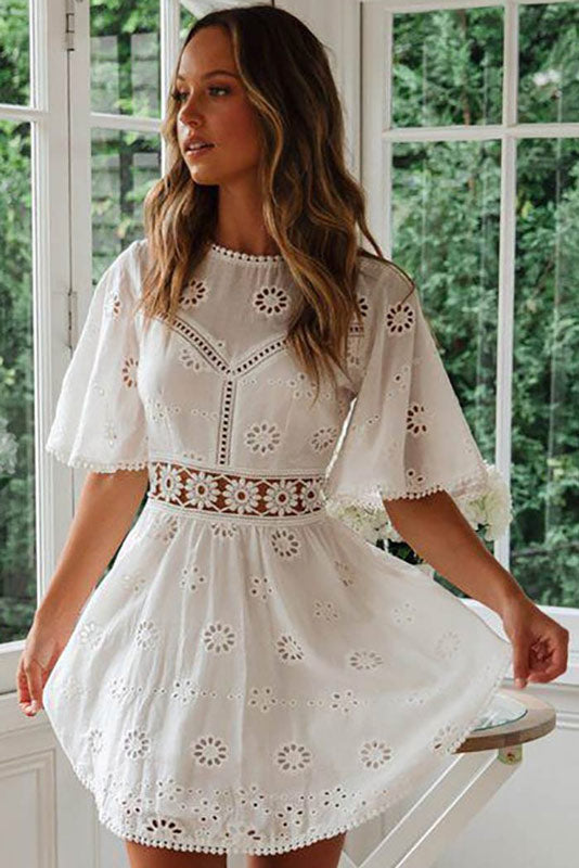 Noor | Ibiza boho stijl jurk kort wit