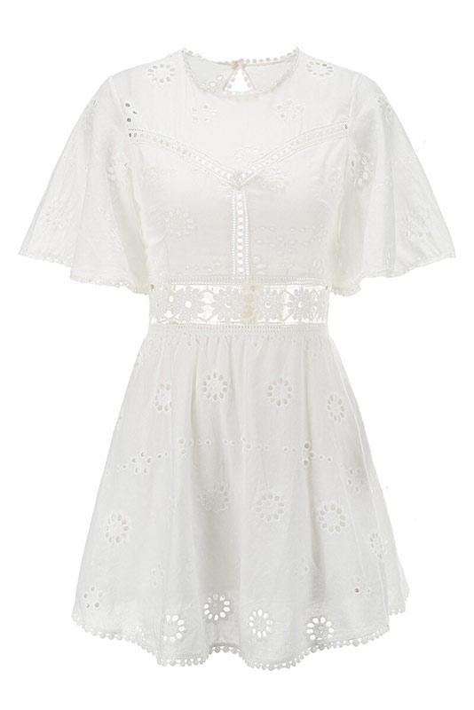 Noor | Ibiza boho stijl jurk kort wit