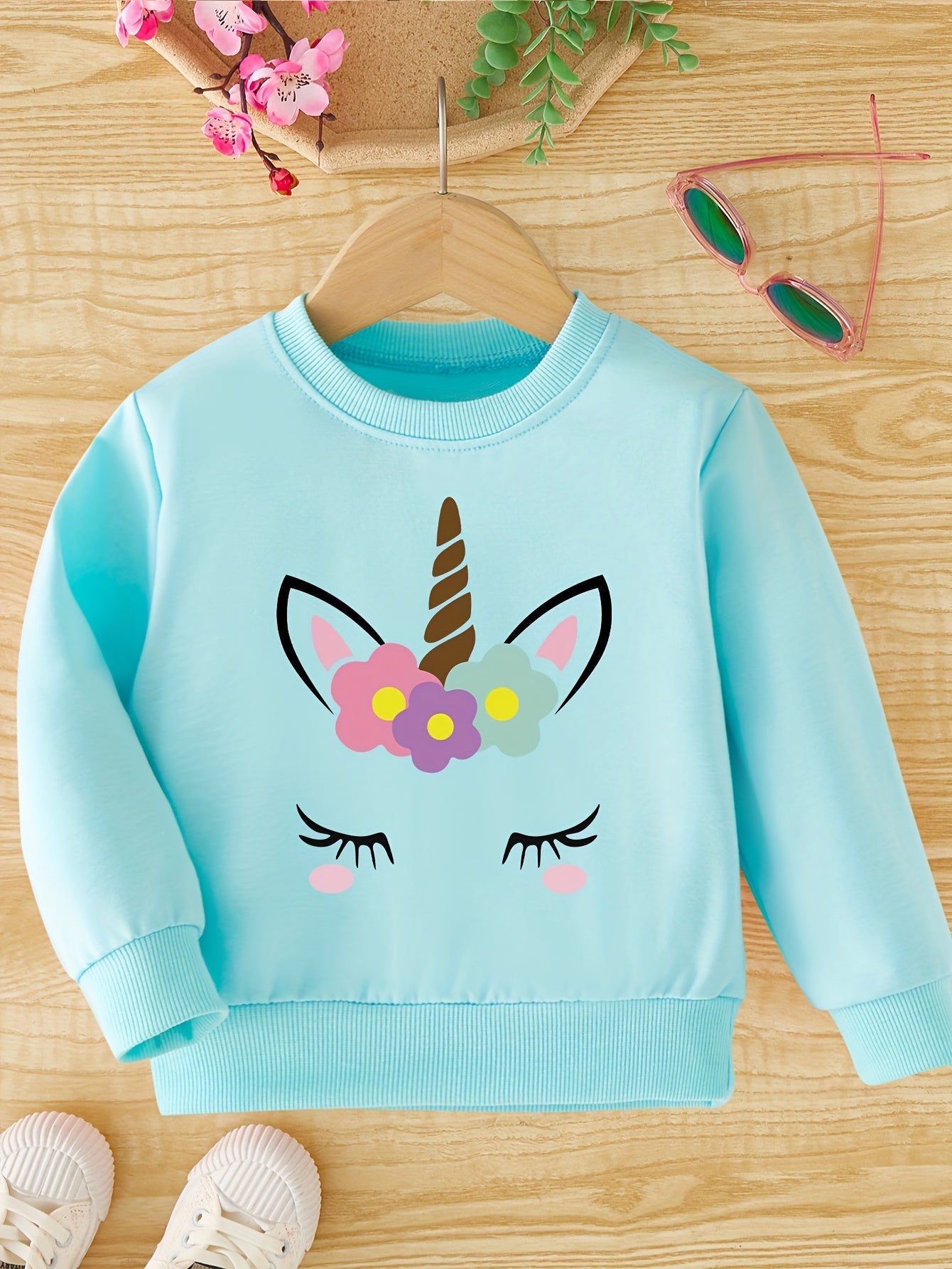 Meisjes sweatshirt met eenhoornprint en ronde hals - Halina