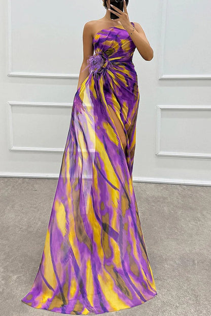 Evanthe - Asymmetrische maxi jurk met hoge split