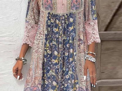 Melusine - Bohemian tuniekjurk met v-hals en kanten details voor dames