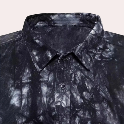 Renzo - Herenoverhemd met lange mouwen en abstracte print