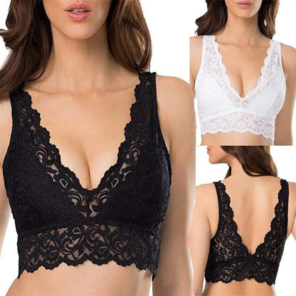 Kanten V-hals bralette bh zonder beugels - Margaux