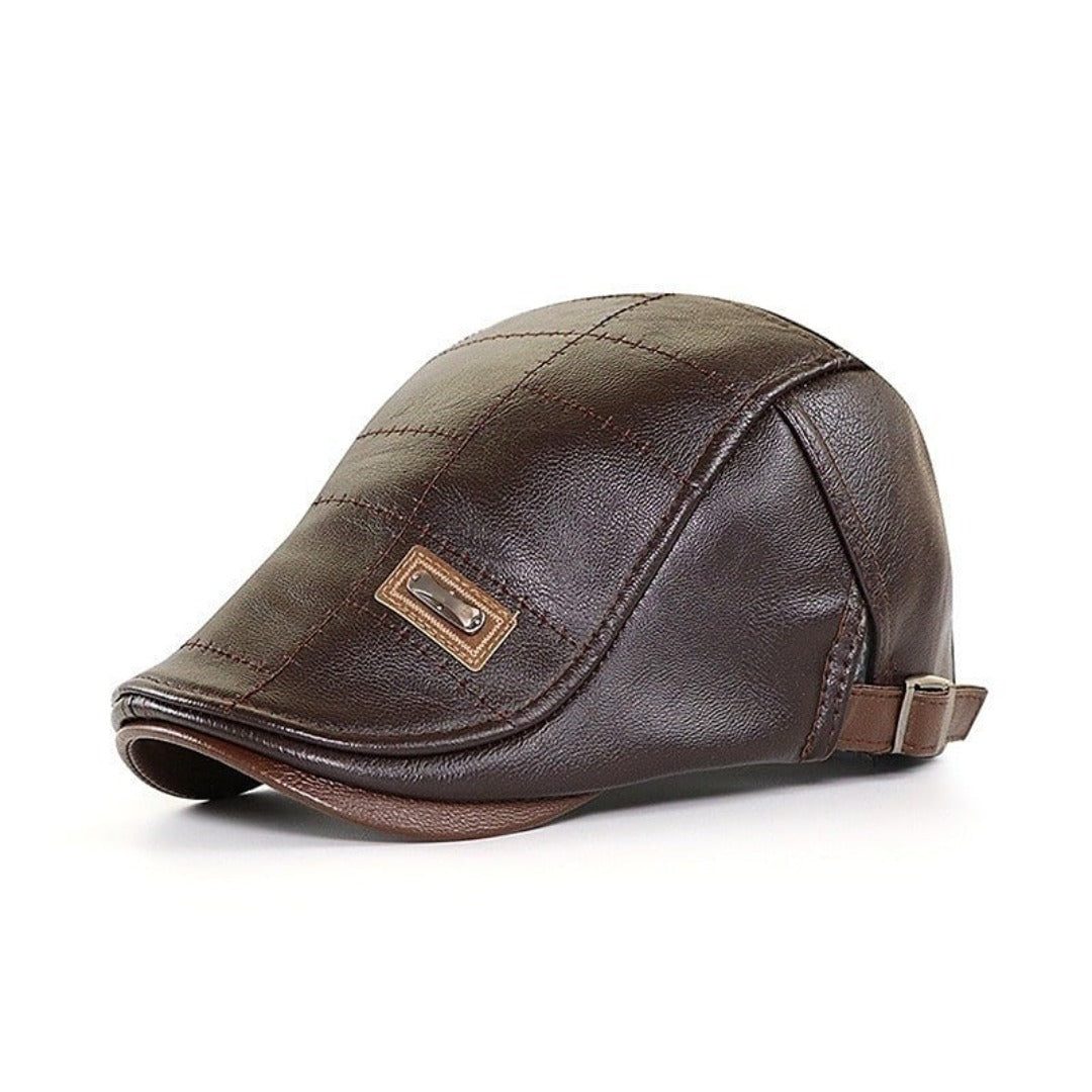 Retro leren baret voor heren