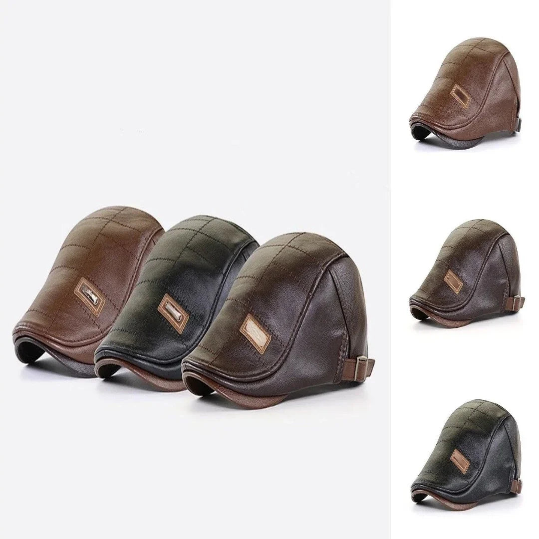 Retro leren baret voor heren