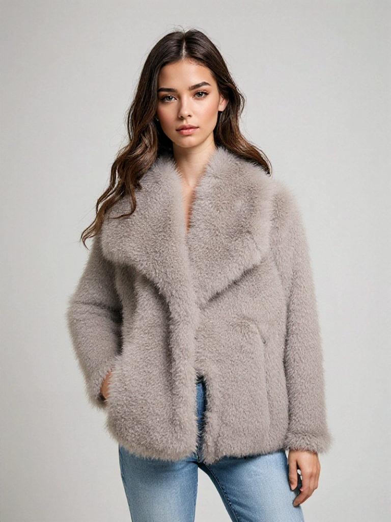 Milky | Luxe bontjas met oversized kraag