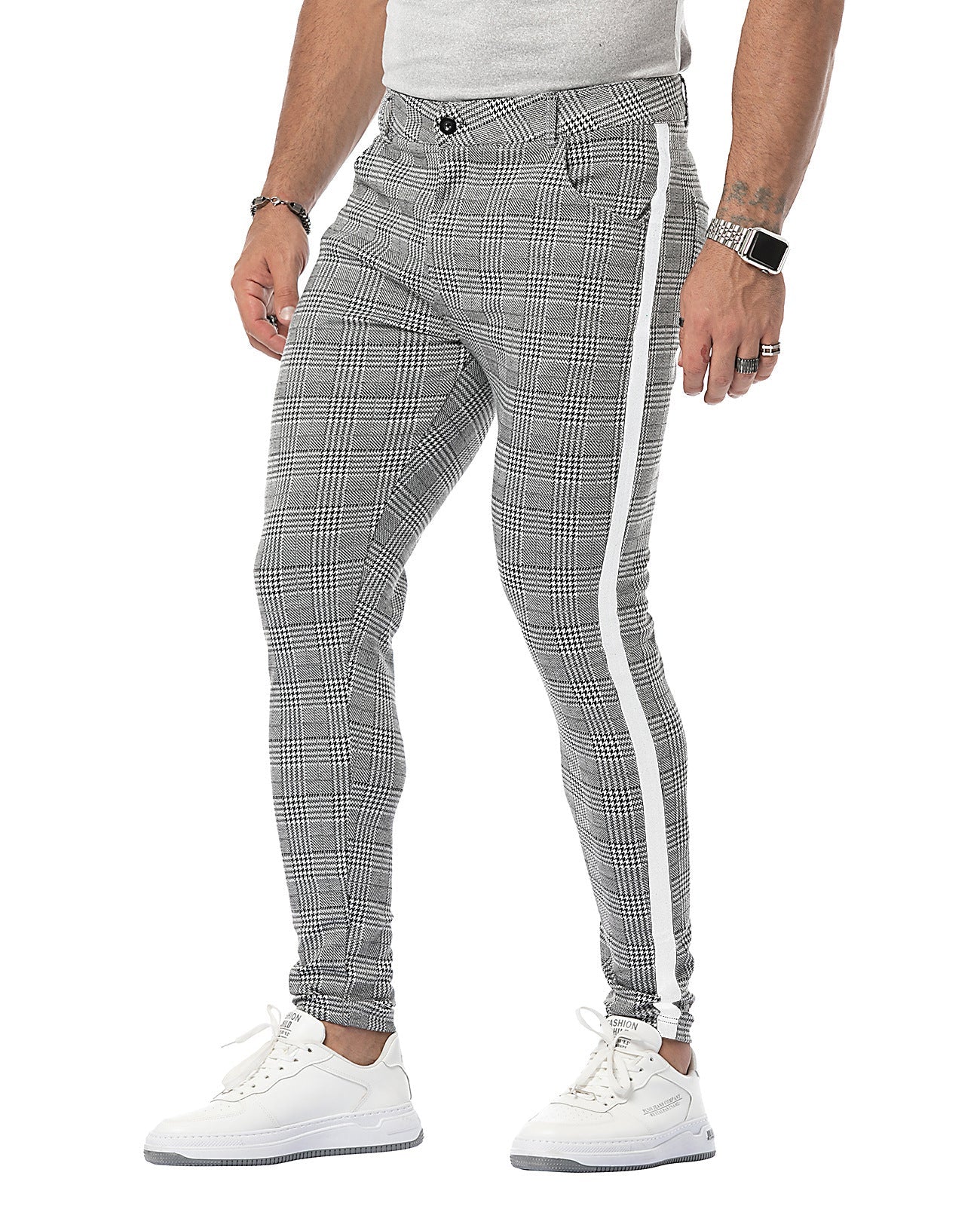 Massimo - Slim fit geruite chino's voor heren