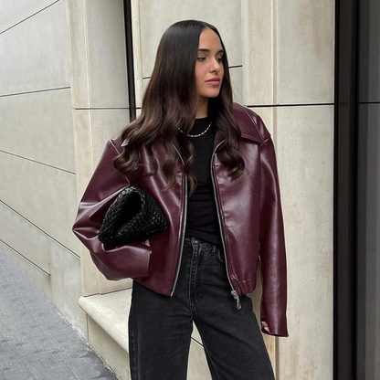 Muriela - Retro oversized leren jas