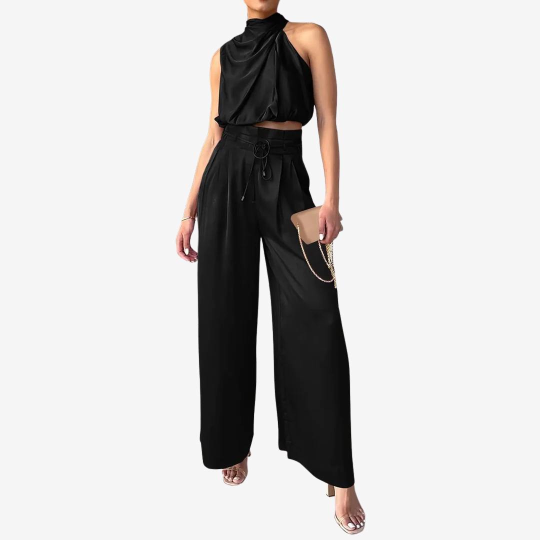 Tuva - Dames co-ord set met haltertop en wijde broek