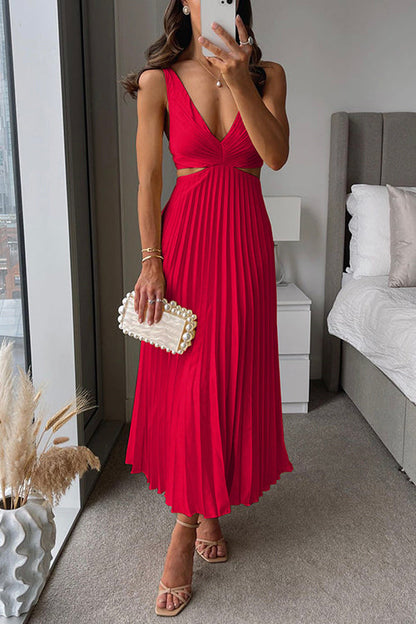 Honora - Midi jurk met geplooide rok