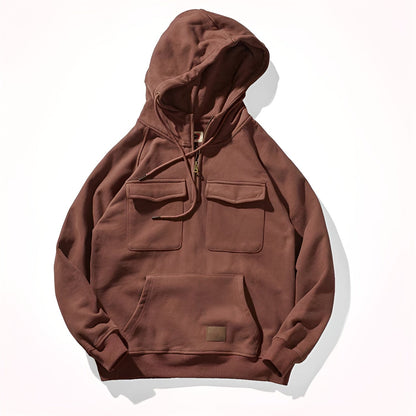 Naeem - Heren tactical pocket hoodie met half-zip