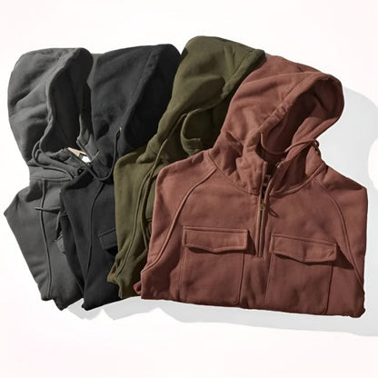 Naeem - Heren tactical pocket hoodie met half-zip