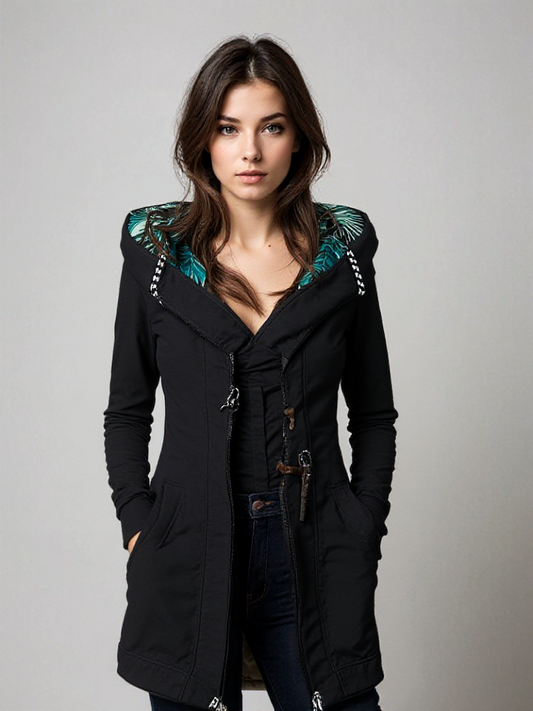 Floral lentejas hoodie waterproof dames