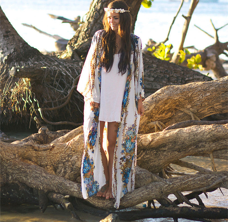 Joline - Dames kimono met lange, luchtige pasvorm en sierlijke print