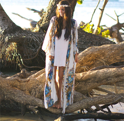 Joline - Dames kimono met lange, luchtige pasvorm en sierlijke print