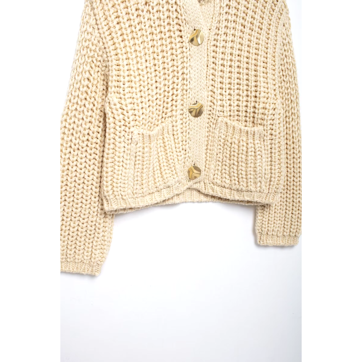 Diana - Beige Gebreid en geknoopt mandarijn vest