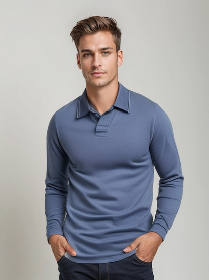 Michel | Lange mouwen poloshirt met klassieke kraag
