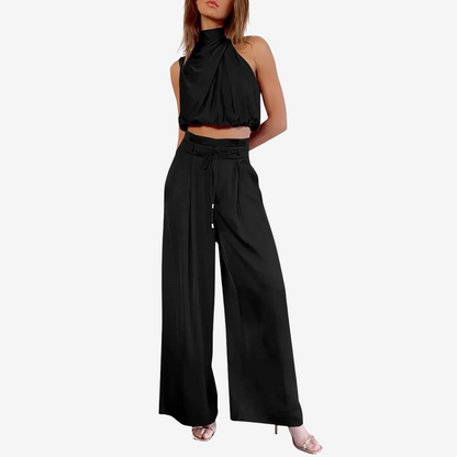 Tuva - Dames co-ord set met haltertop en wijde broek