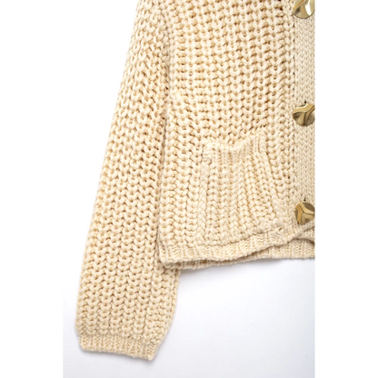 Diana - Beige Gebreid en geknoopt mandarijn vest