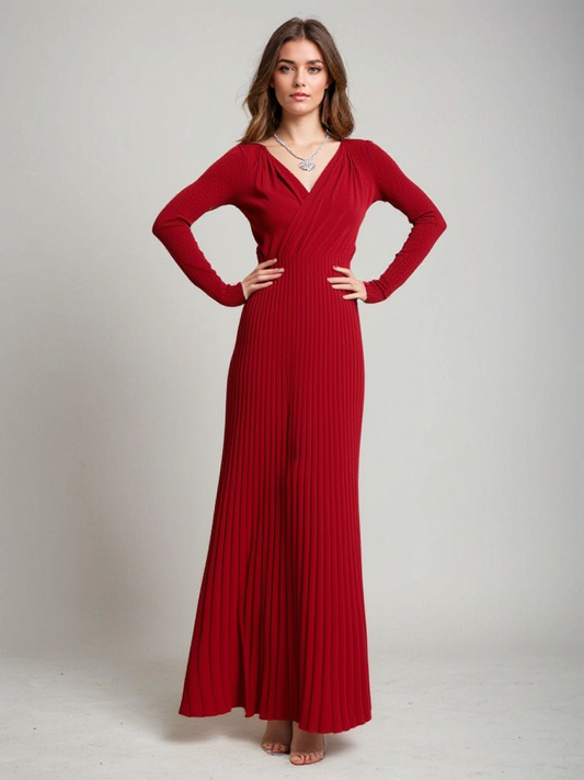 Tindra | Elegante geribde wikkel midi-jurk