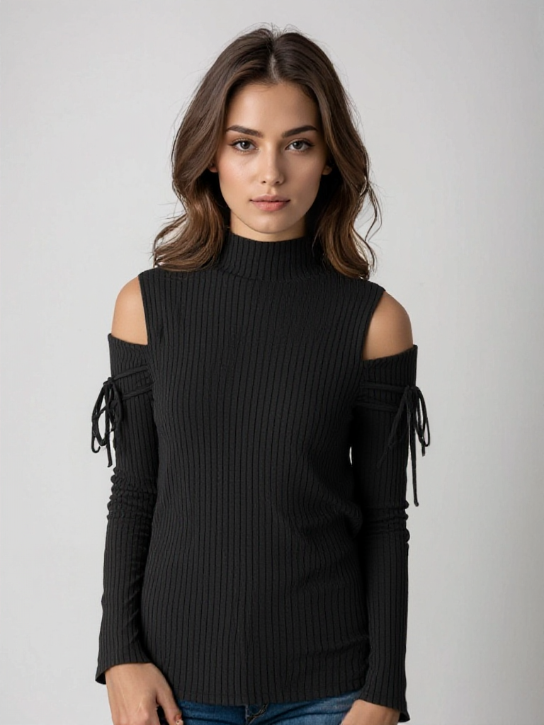 Zanna | Chique geribde trui met cold-shoulder design
