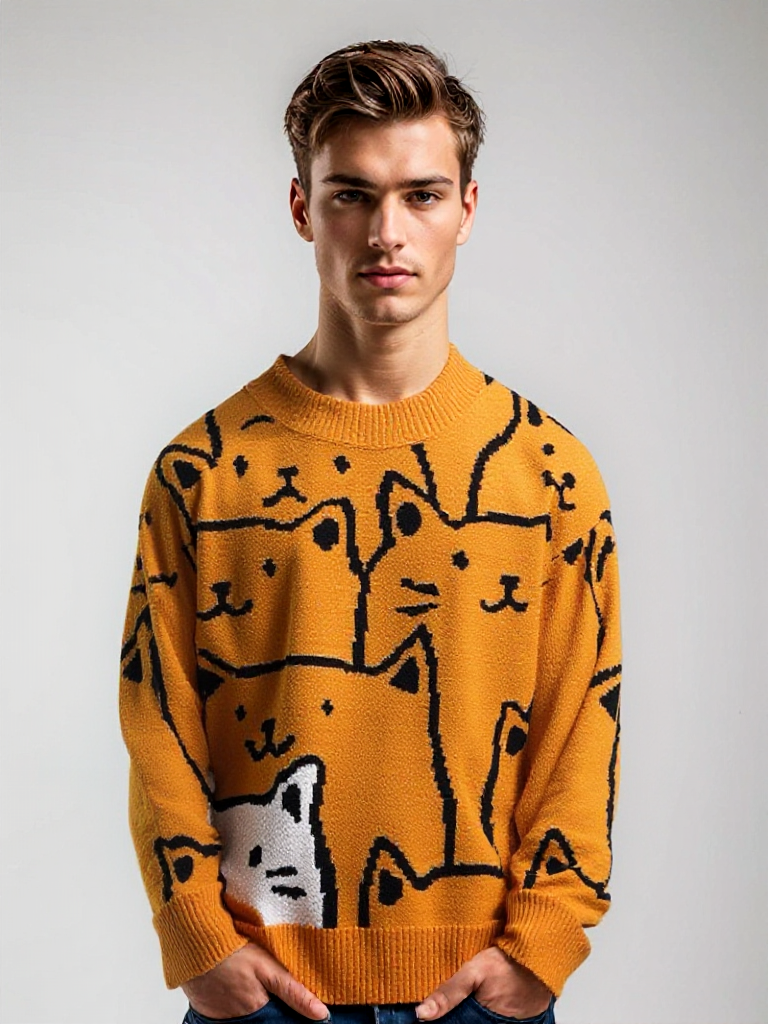 Faelan | Oversized trui met kattendesign