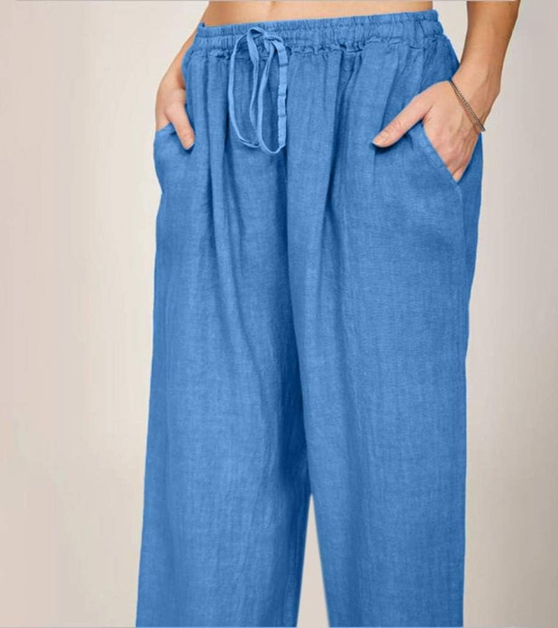 Geneviève - Luchtige high waist damesbroek met rechte pijpen