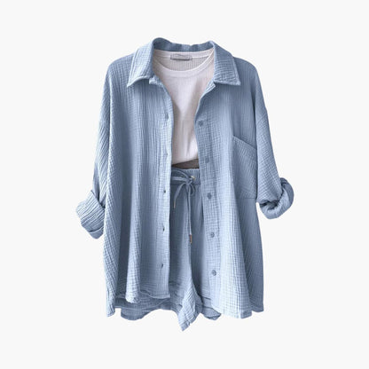 Helga - Dames co-ord set met blouse en short met hoge taille