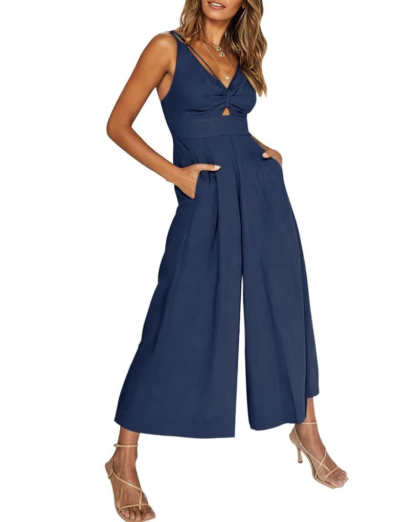 Brigitte - Mouwloze dames jumpsuit met wijd uitlopende pijpen