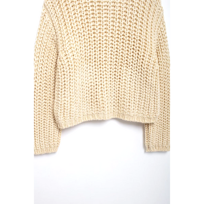 Diana - Beige Gebreid en geknoopt mandarijn vest