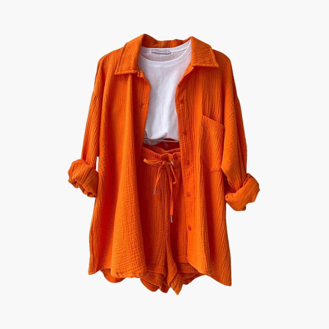 Helga - Dames co-ord set met blouse en short met hoge taille