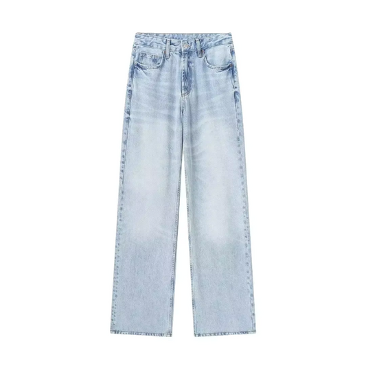 Morina - Lichtblauwe denim jeans met hoge taille voor dames
