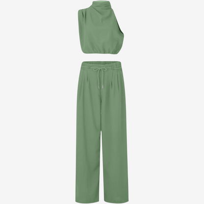 Tuva - Dames co-ord set met haltertop en wijde broek