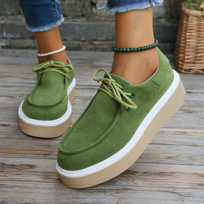 Noona - Dames platform veterschoen met suède look en verhoogde zool