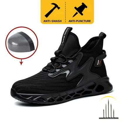 SafeSneakers Black High - Half hoog Anti-Slip Veiligheidsschoen sportschoen werkschoen kunstof stalen neus