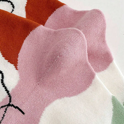 Lillie - Kleurrijke dames sokken met abstract gezichtspatroon