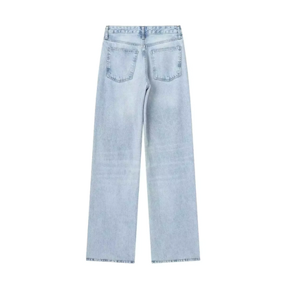 Morina - Lichtblauwe denim jeans met hoge taille voor dames