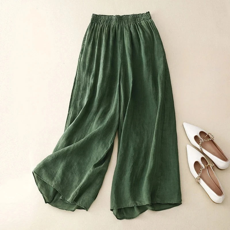 Assunta - Wijde damesbroek met hoge taille en elastische band