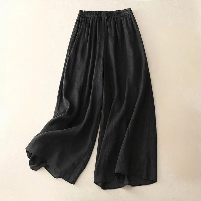 Assunta - Wijde damesbroek met hoge taille en elastische band