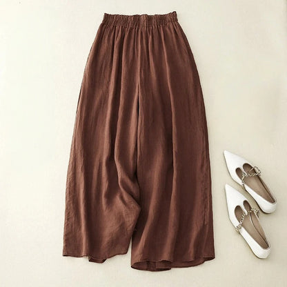 Assunta - Wijde damesbroek met hoge taille en elastische band