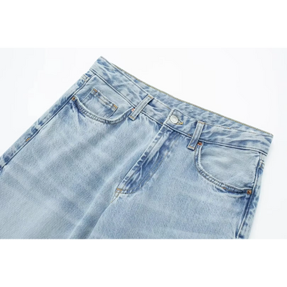 Morina - Lichtblauwe denim jeans met hoge taille voor dames