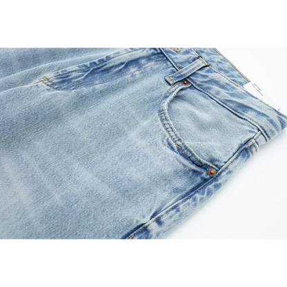 Morina - Lichtblauwe denim jeans met hoge taille voor dames