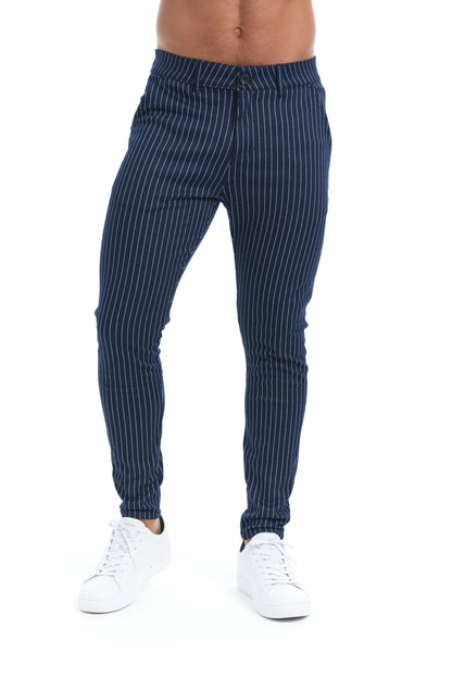 Deonte - Krijtstreep slim-fit broek