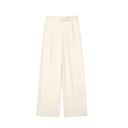 Cassie - Elegance broek met rits aan de voorkant Beige